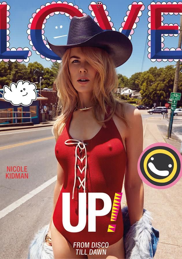 Nicole looked red-hot on the cover of LOVE in this revealing swimsuit. Source: LOVE Magazine