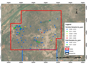 Figure 3: Grab and Termite Mound Samples at Faraba Permit