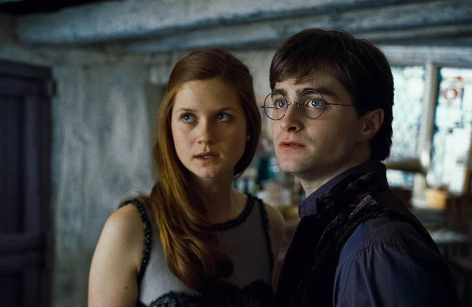 Bonnie Wright as Ginny Weasley with Daniel Radcliffe as Harry Potter credit:Bang Showbiz