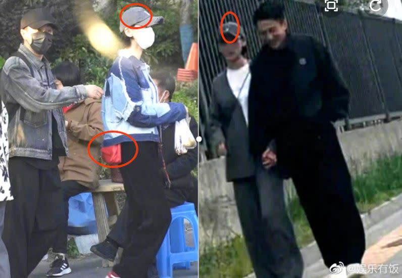 楊冪前夫劉愷威被拍到和一女子手牽手散步同遊。（圖／翻攝自微博）