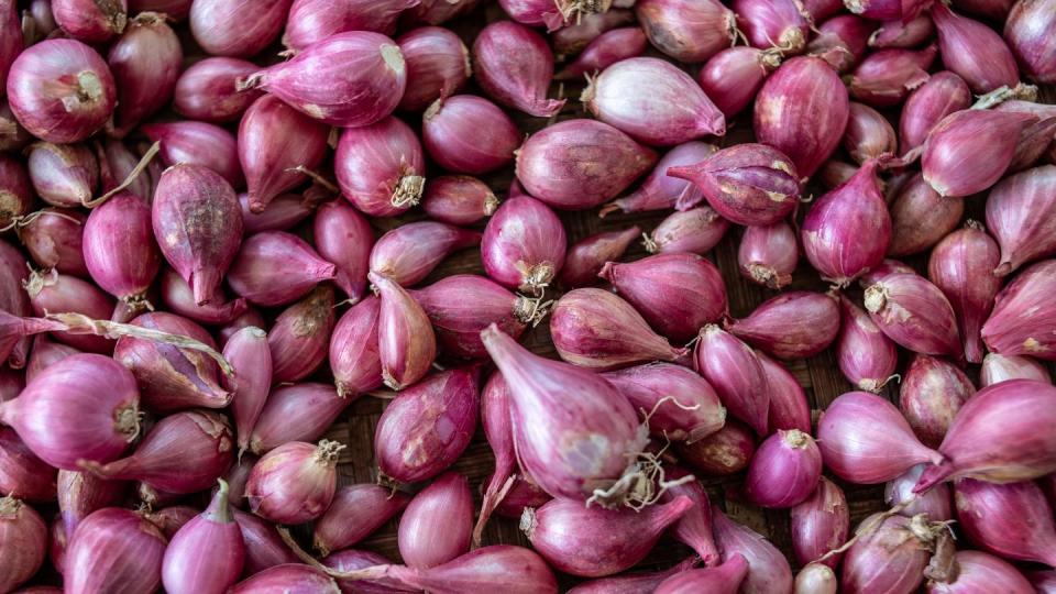 full frame shot of shallots