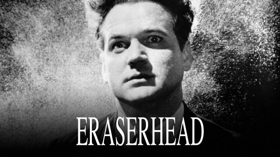 the poster for the classic horror movie eraserhead, featuring a man with a tall hairdo