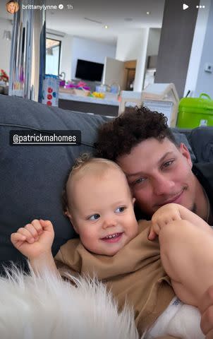 <p>Brittany Mahomes/ Instagram</p> Patrick Mahomes and his son Bronze pose for a photo