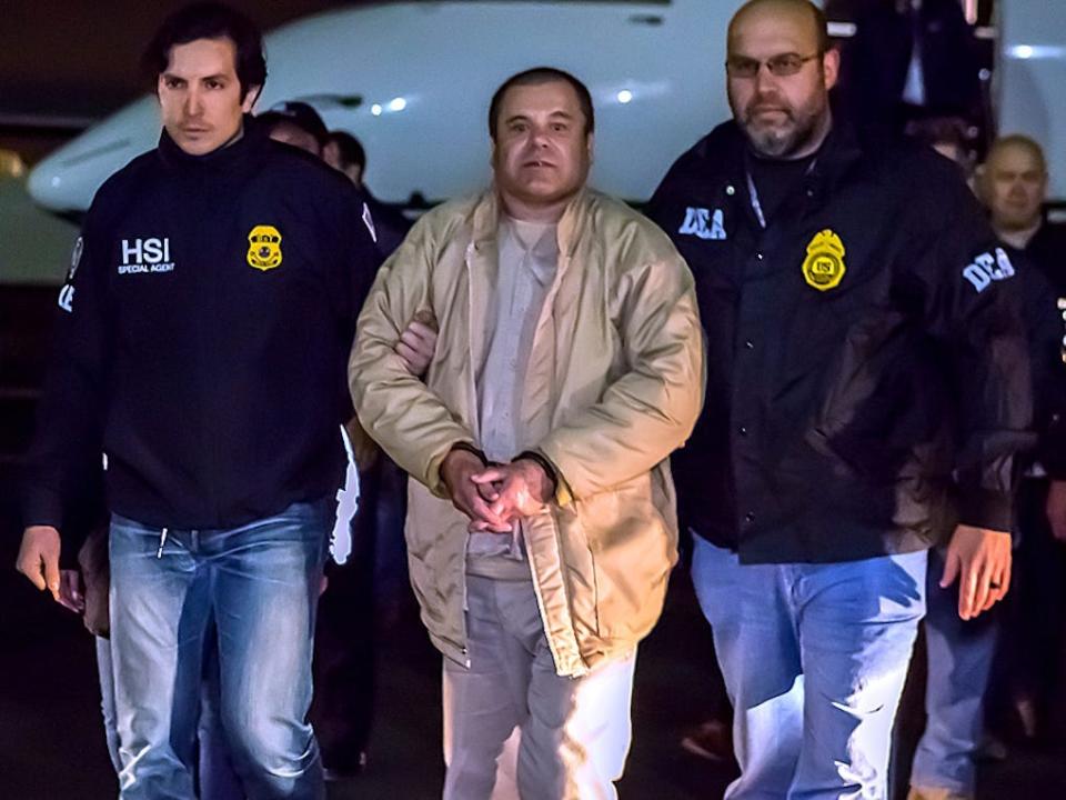 Joaquín "El Chapo" Guzmán in US police custody.