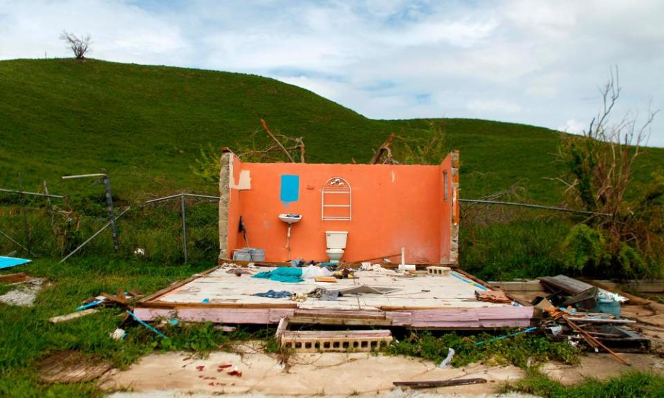 A destroyed house is seen in the aftermath of Hurricane Maria in Naguabo, Puerto Rico. 