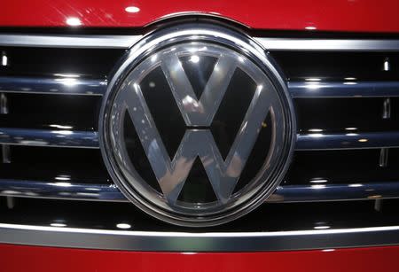 Detail view of a Volkswagen logo at the North American International Auto Show in Detroit, January 12, 2016. REUTERS/Mark Blinch - R