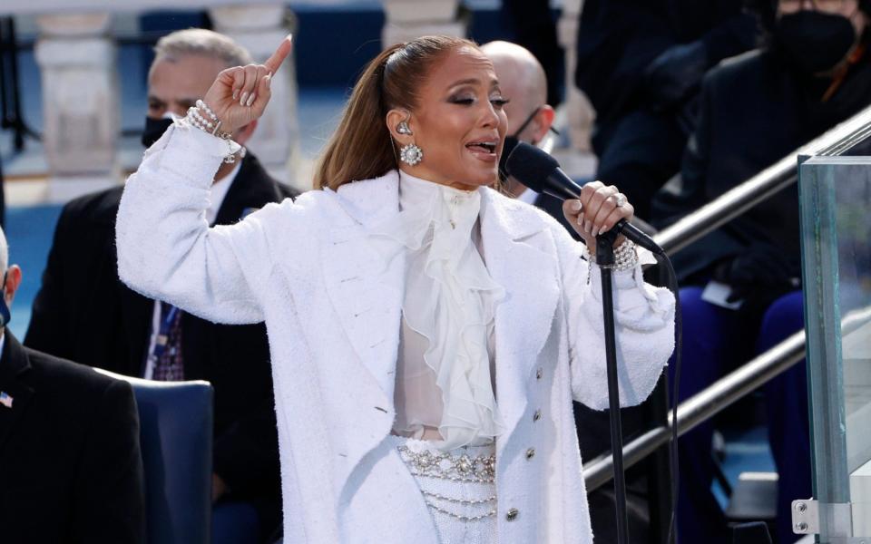 Jennifer Lopez performs during the inauguration of Joe Biden as the 46th President of the United States on the West Front of the U.S. Capitol in Washington, U.S., January 20, 2021. - REUTERS