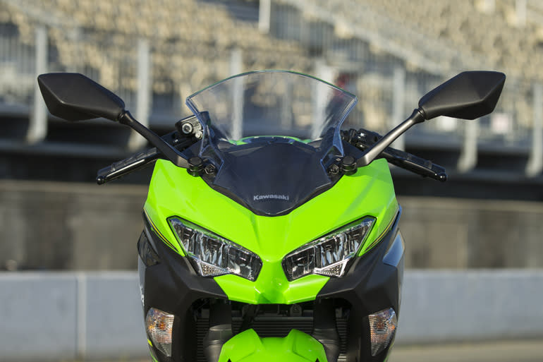 The 2018 Kawasaki Ninja 400 gets LED lighting front and back— impressive for an $5000 motorcycle.