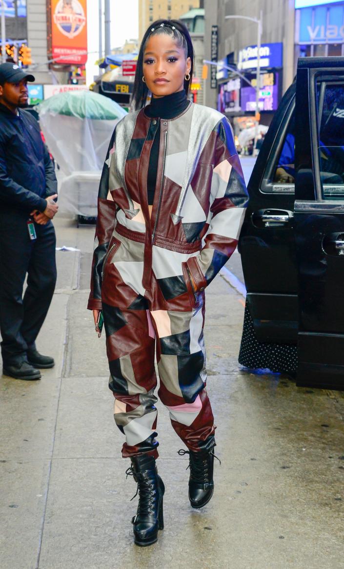 Keke Palmer is seen outside of Good Morning America in April 2019.