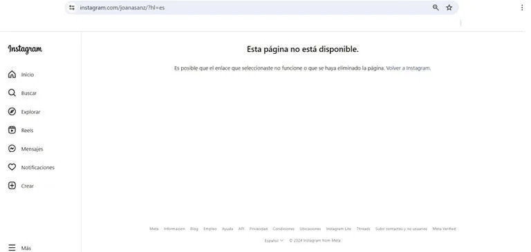 Joana Sanz deleted her Instagram profile