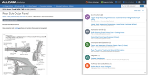 ALLDATA Collision provides factory repair information and procedures for 95% of vehicles on the road today