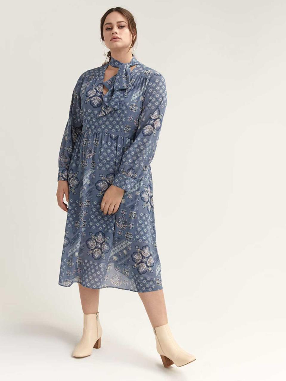 Long Sleeve Printed Dress