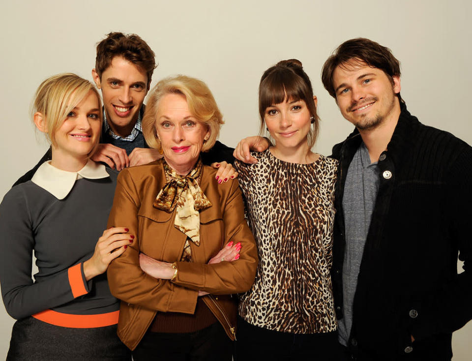 Jess Weixler, Jay Gammill, Tippi Hedren, Jocelin Donahue and Jason Ritter pose for a portrait at the 2012 Tribeca Film Festival in New York City, NY.