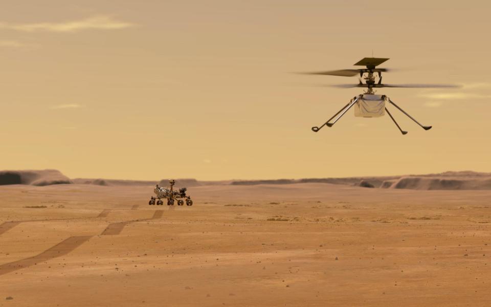 Ingenuity performs a test flight in the early days of its time on Mars - NASA / JPL-Caltech / SWNS