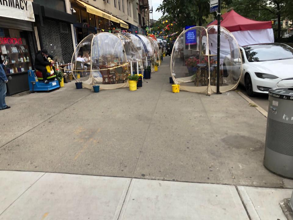 Plastic bubbles outside of Cafe du Soleil. Gus Saltonstall/Patch