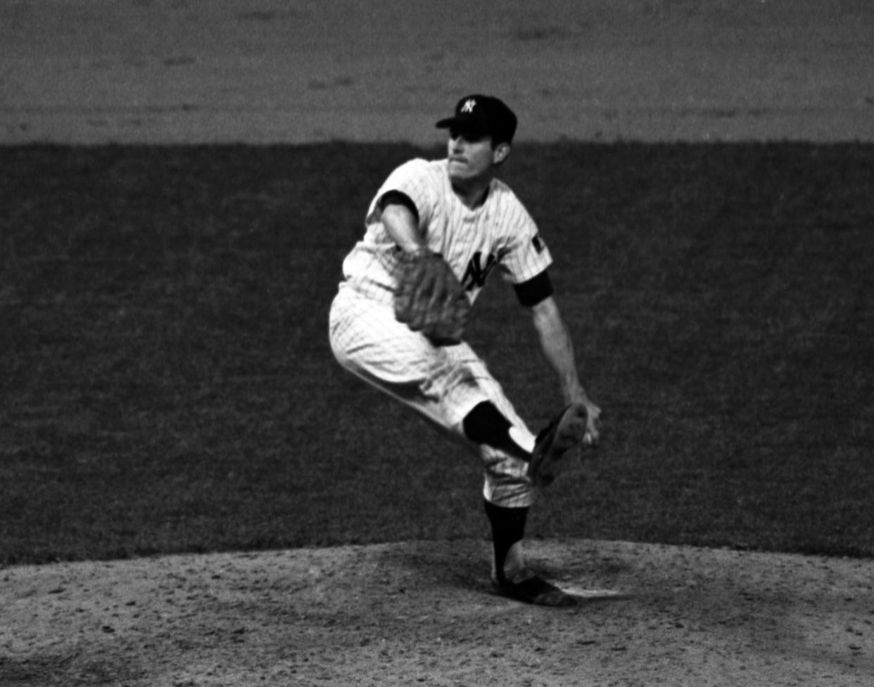 Yankees vs Boston Red Sox
Fritz Peterson fires one of his 108 pitches against the Red Soz in last night's 1-0 victory that catapulted the Yankees into second place in the Eastern Division of the American League. (Photo By: Walter Kelleher/NY Daily News via Getty Images)