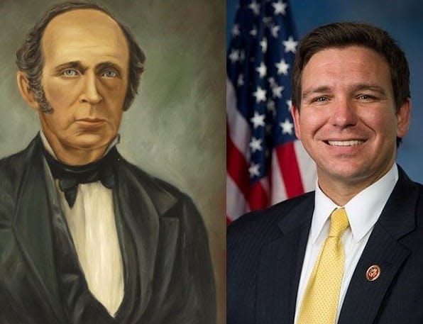 Florida's first governor after statehood was William Dunn Moseley in 1845. Current governor Ron DeSasntis was first elected in 2018.