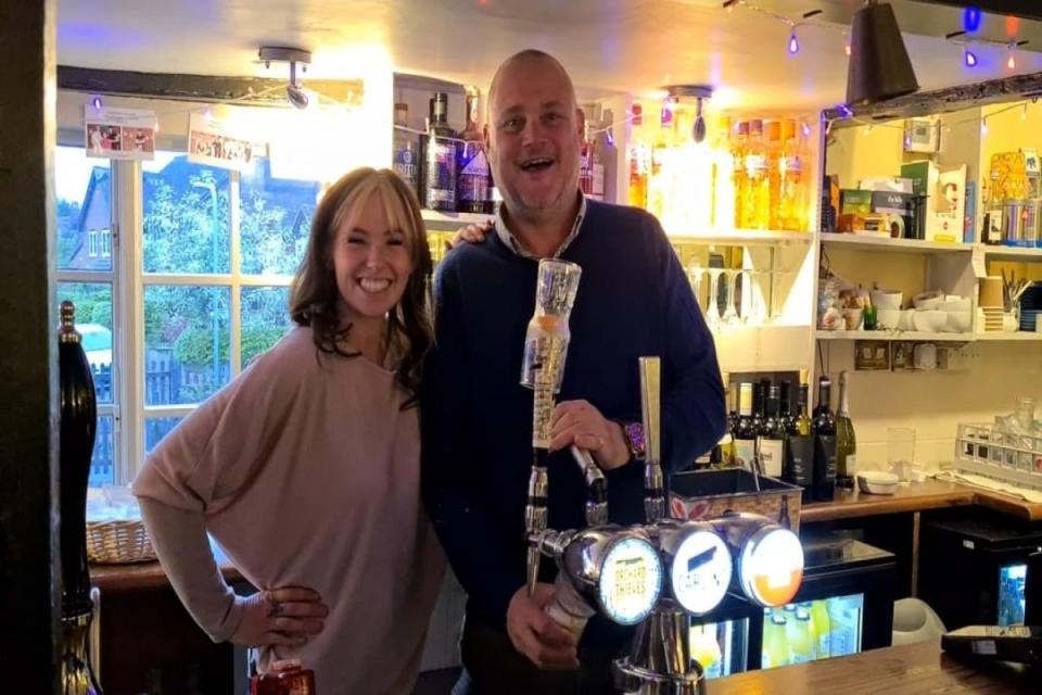 Al Murray (right) was at the Rose and Crown in Wingrave on May 14 - a few days after his birthday <i>(Image: The Rose an Crown)</i>