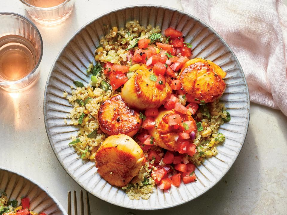 Spicy Scallops With Watermelon Salsa