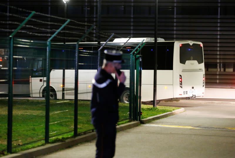 People arrive to be quarantined as preventive measure in light of the coronavirus outbreak, in Aix-en-Provence