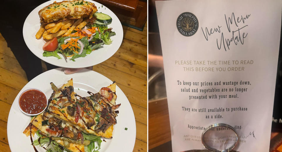 Irish Murphys pub decided to exclude salads from main meals 