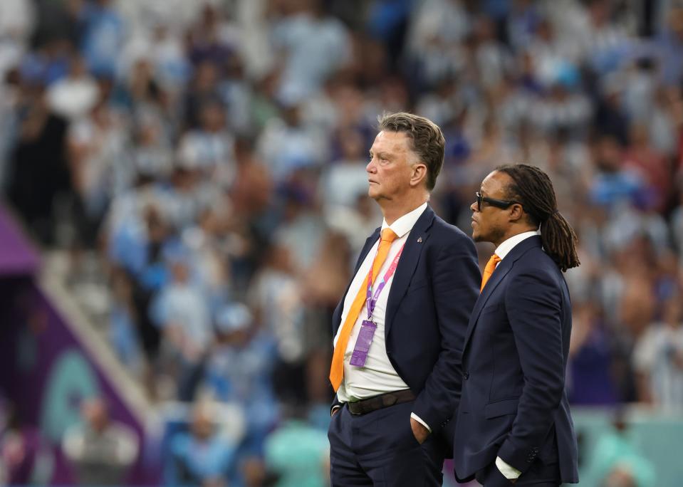 Louis van Gaal L, head coach of the Netherlands, looks on after the Quarterfinal between the Netherlands and Argentina of the 2022 FIFA World Cup at Lusail Stadium in Lusail, Qatar, Dec. 9, 2022. (Photo by Cao Can/Xinhua via Getty Images)