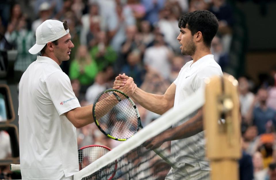 Paul congratulated Alcaraz after a remarakble quarter-final (EPA)