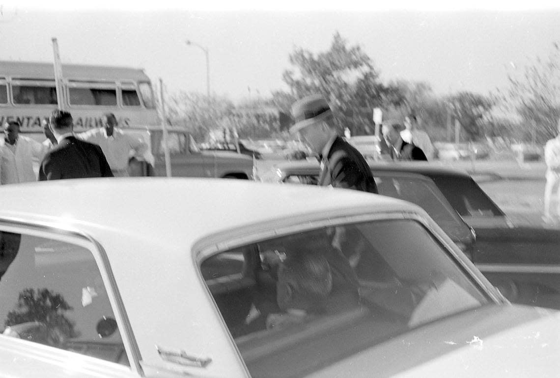 Nov. 22, 1963: Vice President Lyndon B. Johnson in the back of a car in Dallas following the death of President John F. Kennedy.