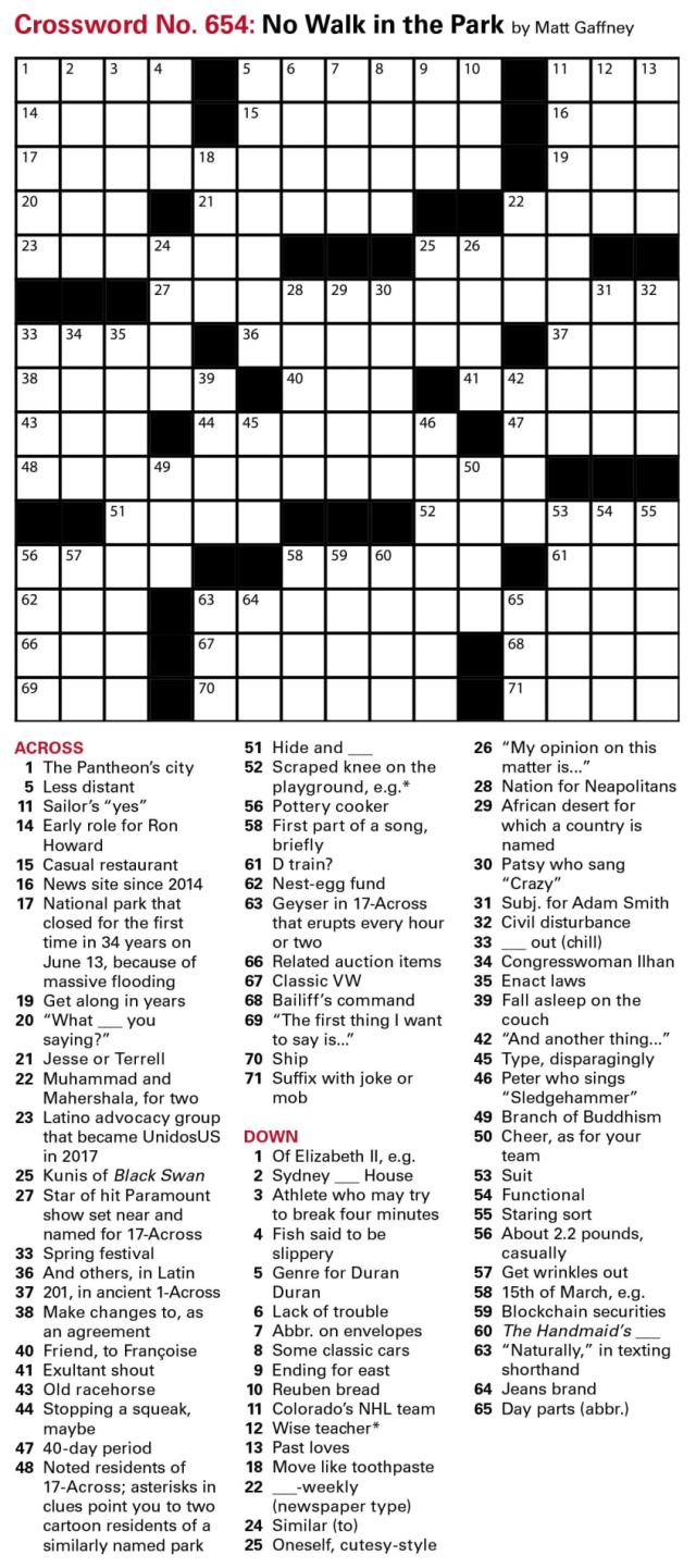 Puzzles: Printable Crossword Issue: July 1 2022
