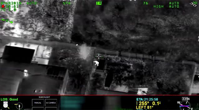 Footage from the police helicopter doesn't clearly depict what he was doing before he was shot. Source: Sacramento Police Department