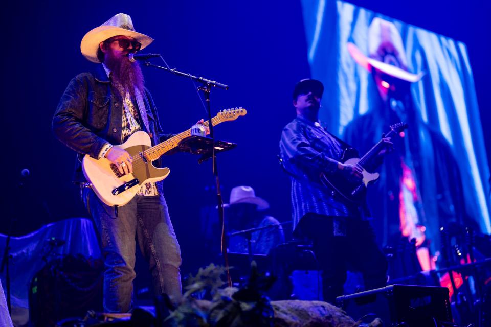 49 Winchester performs, opening for Tyler Childers on his Mule Pull ’24 Tour concert, at Bridgestone Arena in Nashville, Tenn., Thursday, April 18, 2024.