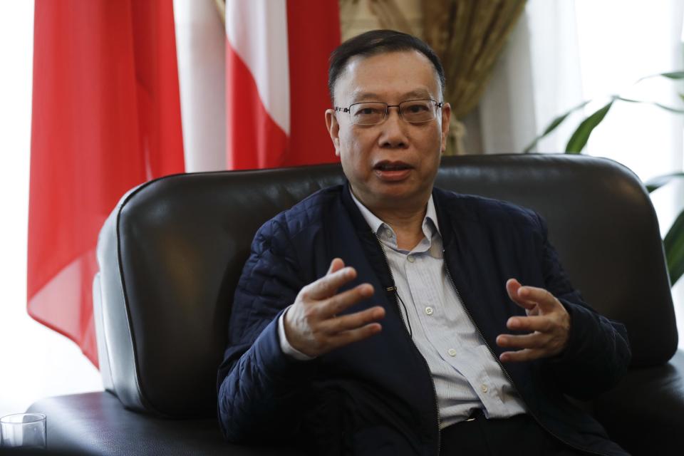 Professor Huang Jiefu, Chairman of the Chinese National Organ Donation and Transplantation Committee, talks during an interview with The Associated Press, at the Chinese embassy to Italy, in Rome, Monday, Feb. 6, 2017. China is stepping up its efforts to convince the international medical community that it has stopped using executed prisoners as organ donors. (AP Photo/Andrew Medichini)