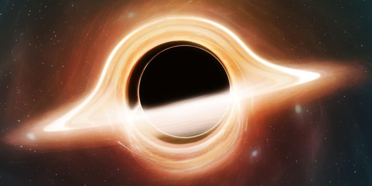 black hole seen from a planet, illustration