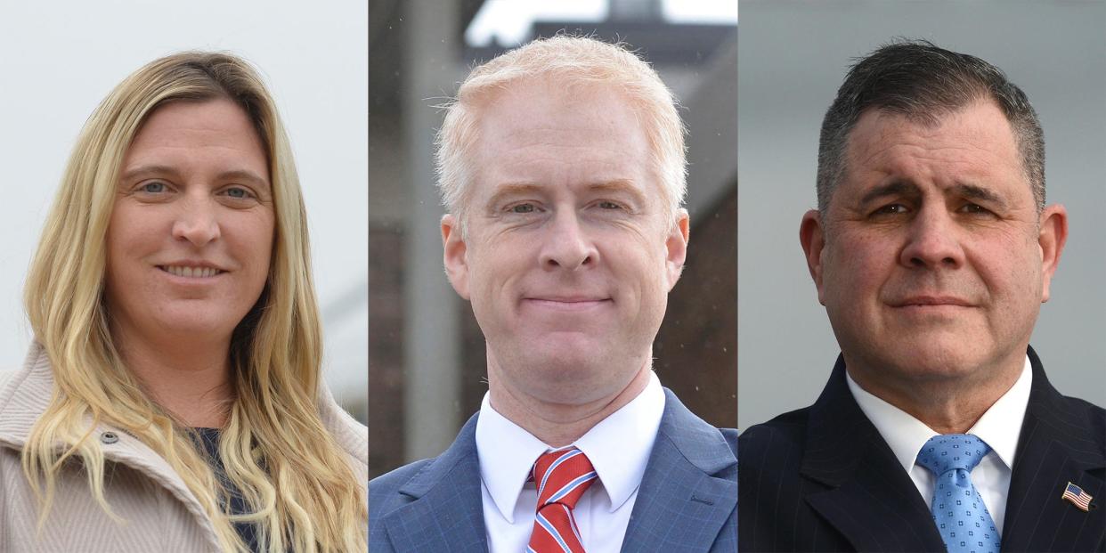 Melissa R. Alden, Daniel Higgins and John F. Carey, left to right, are Republican candidates running in the state primary on Sept. 6 for Cape and Islands District Attorney.