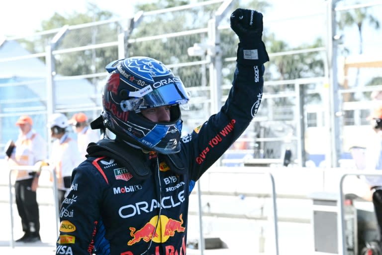 Max Verstappen après avoir décroché la pole position du GP de Miami, le 4 mai 2024 (Jim WATSON)