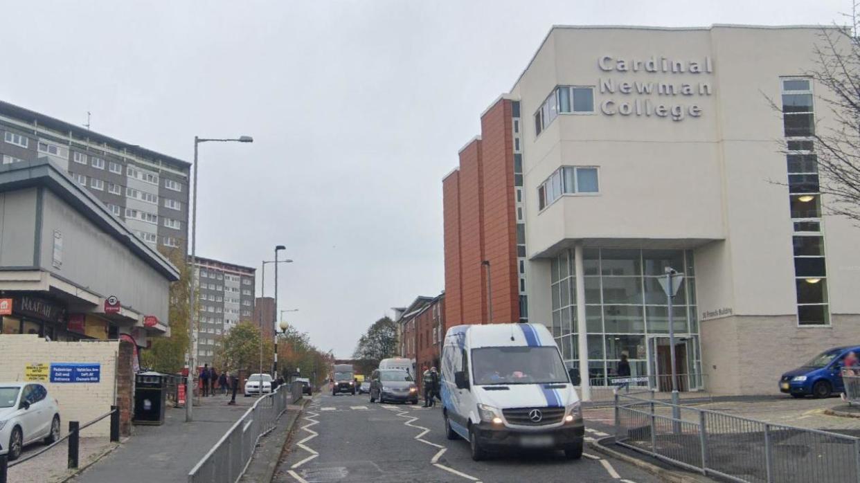 road and crossing outside the college