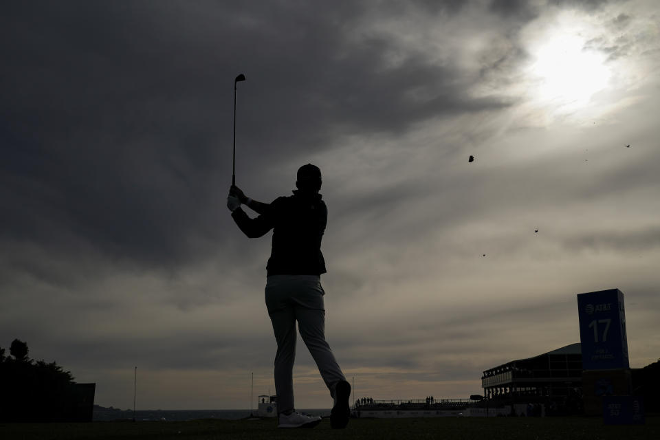 Will Gordon follows his drive from the 17th tee of the Pebble Beach Golf Links during the first round of the AT&T Pebble Beach Pro-Am golf tournament in Pebble Beach, Calif., Thursday, Feb. 2, 2023. (AP Photo/Godofredo A. Vásquez)