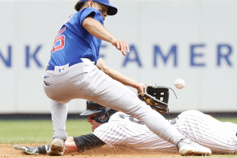 Chicago Cubs designated hitter Christopher Morel (L) recorded a single and a home run in a win over the Chicago White Sox on Wednesday in Chicago. File Photo by John Angelillo/UPI