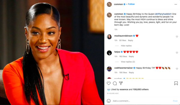 Common wishes Tiffany Haddish a Happy Birthday after they reportedly split. Photo:@common/Instagram