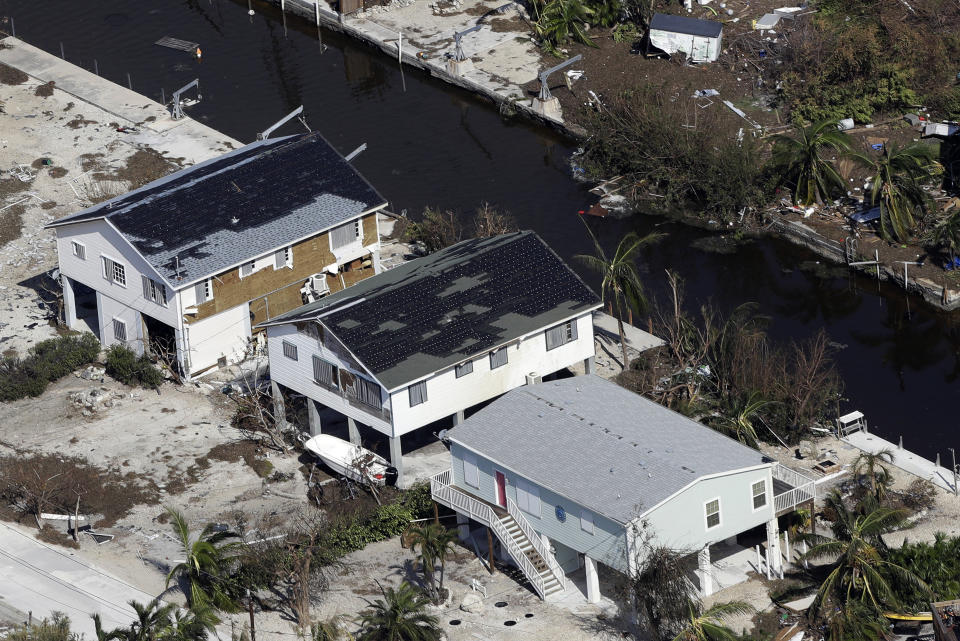 <p>Shingles are ripped off from Hurricane Irma on Sept. 12, 2017, in Key West, Fla. (Photo: Chris O’Meara/AP) </p>