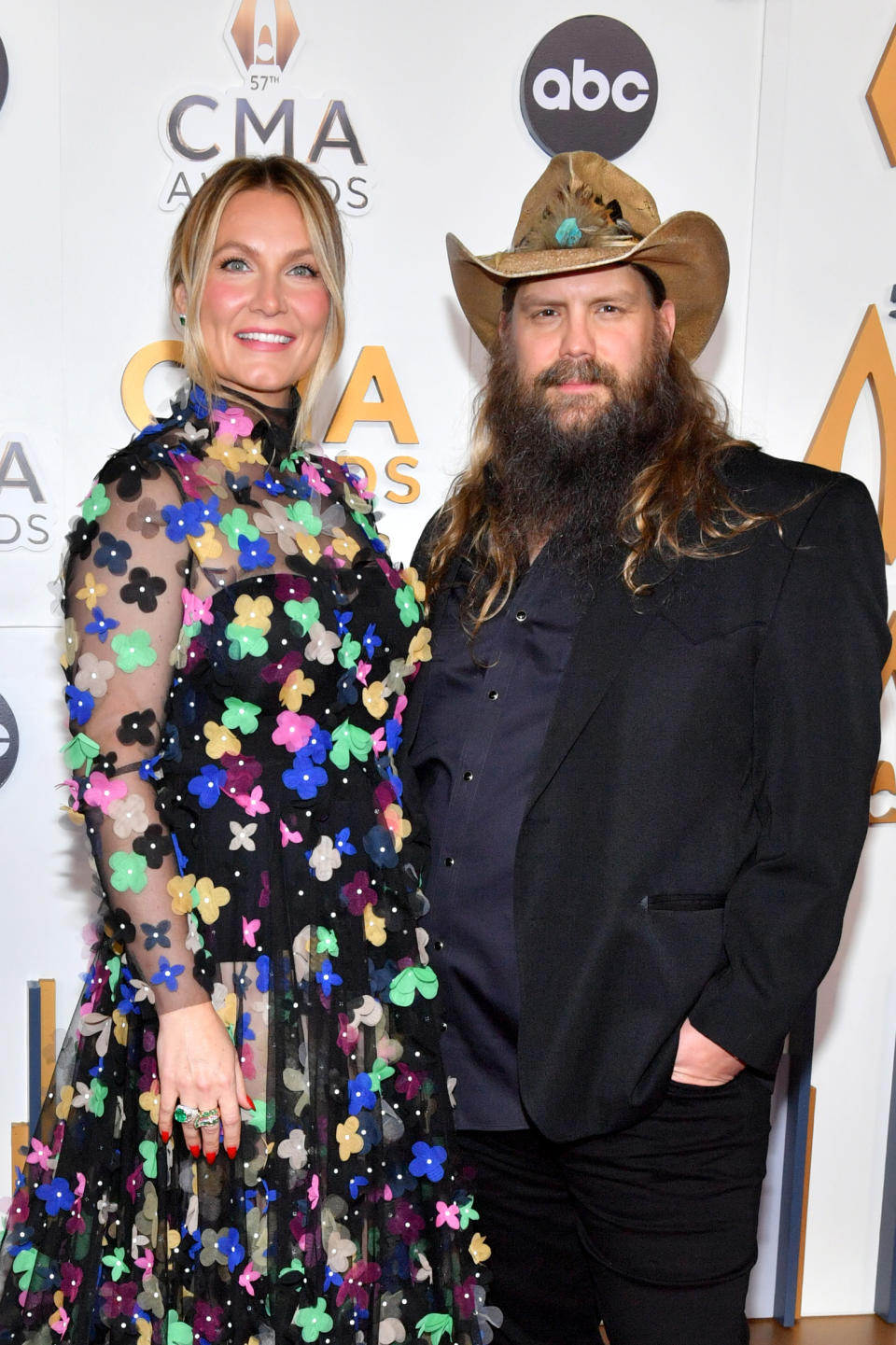 Chris Stapleton wears black outfit next to wife Morgane