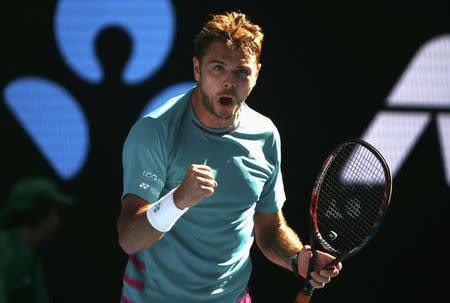 Tennis - Australian Open - Melbourne Park, Melbourne, Australia - 24/1/17 Switzerland's Stan Wawrinka reacts during his Men's singles quarter-final match against France's Jo-Wilfried Tsonga. REUTERS/Thomas Peter