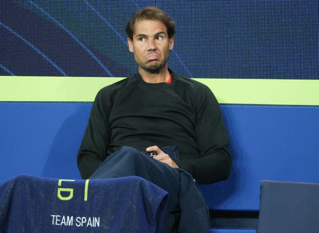 Rafael Nadal has had to watch his Spanish team-mates from the sidelines