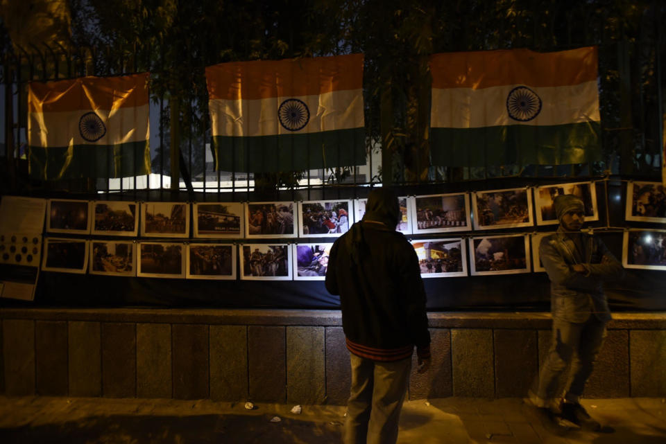 NEW DELHI, INDIA JANUARY 5: Photos of police crackdown on students seen during an ongoing protest against the Citizenship Amendment Act (CAA) and National Register of Citizens (NRC), at Jamia Millia Islamia University, on January 5, 2020 in New Delhi, India. (Photo by Burhaan Kinu/Hindustan Times via Getty Images)