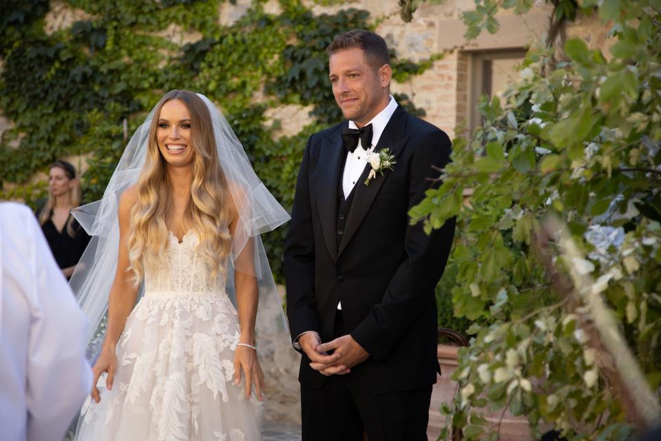 Smiling at the altar.