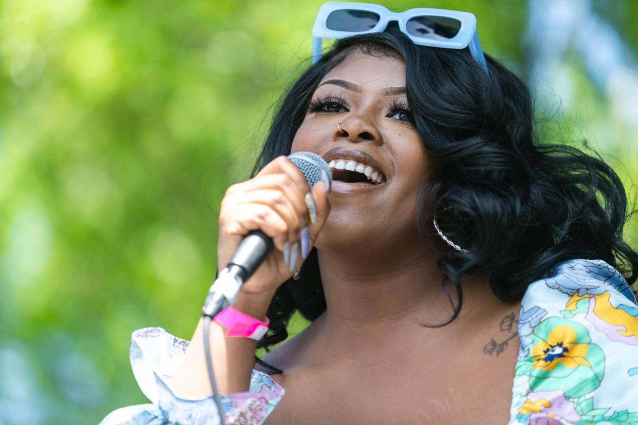 Nia Mone performs at the 2022 Norman Music Festival on Main Street in Norman.
