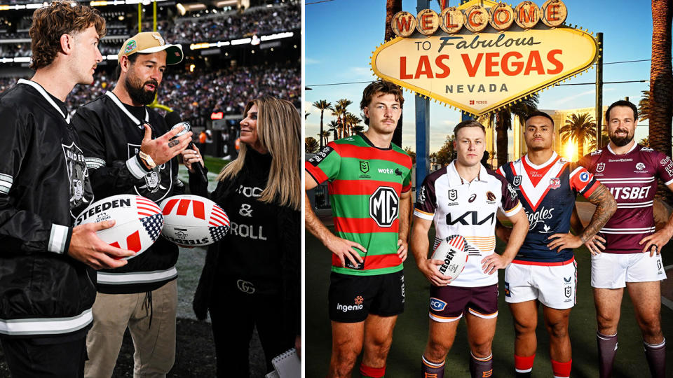 NRL players Campbell Graham, Billy Walters, Spencer Leniu and Aaron Woods, pictured here in Las Vegas.