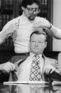 <p>National Security Advisor Zbigniew Brzezinski adjusts his coat prior to appearing on ABC’s ‘Issues and Answers’ on April 27, 1980. Top administration officials reacted with disgust to reports that Iran may demand some form of payment for the return of the bodies of eight Americans killed in last week’s aborted rescue efforts. (Photo: Bettmann/Getty IMages) </p>