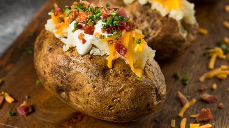 Baked potatoes with chives