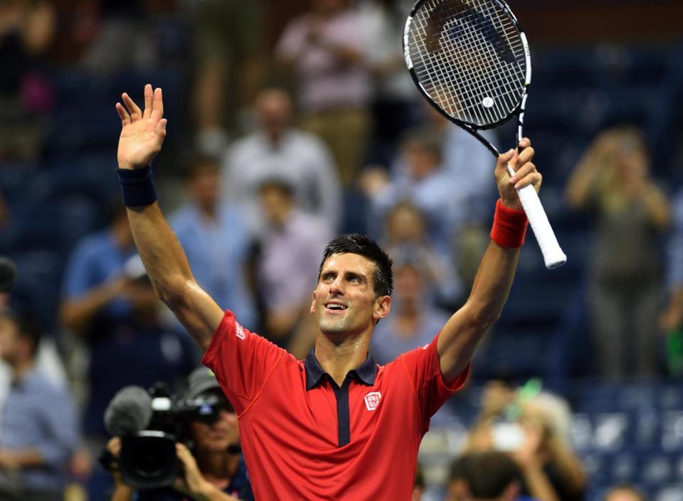 El serbio número uno del mundo, Novak Djokovic, celebra su triunfo sobre el austriaco Andreas Haider-Maurer en la segunda ronda del US Open, el 2 de septiembre de 2015, en Nueva York (AFP | Don Emmert)